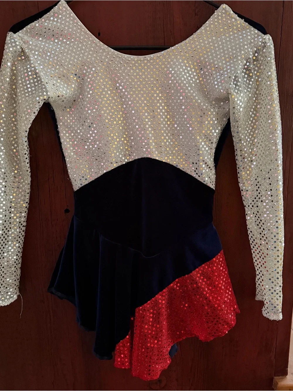 Sparkling Red, White & Blue  Sequin Figure Skating / Gymnastics Dress 🇺🇸⛸️